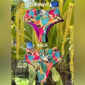 Vibrant Leaf Print BIKINI Bottoms